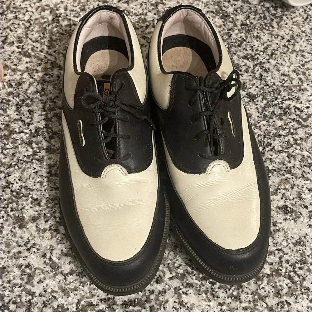 Vintage FootJoy Black and Cream Golf Shoes